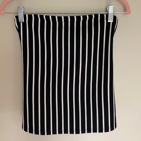 Express Striped Tie Front Tube Top - XS - Picture 2 of 7